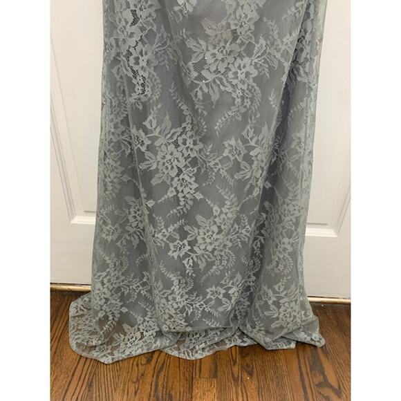 La Femme Dress Size 6 Lace Gown Formal Off The Shoulder Platinum 27982 NWT - Picture 7 of 9